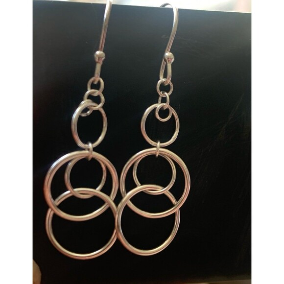 Sterling silver dangle earrings signed - Picture 1 of 8